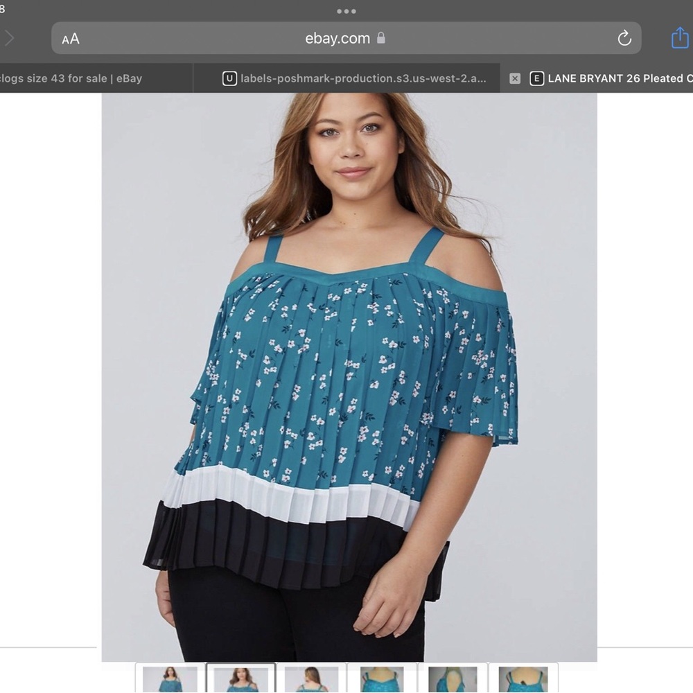LANE BRYANT 28 Pleated Cold Shoulder Chiffon Blouse